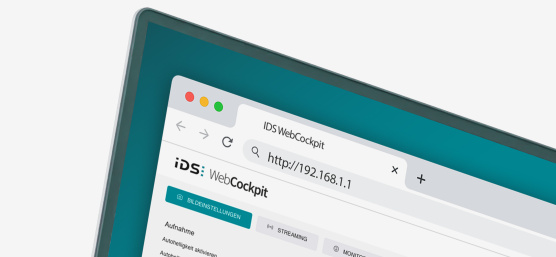 IDS WebCockpit 펌웨어 인터페이스가 있는 화면의 섹션입니다.