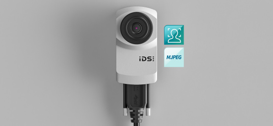 얼굴 인식 및 MJPEG 아이콘이 있는 uEye XC 산업용 웹캠
