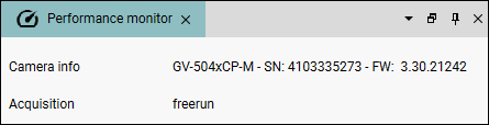 성능 모니터(Performance monitor) 대화 상자의 카메라 정보