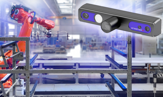 컨테이너 및 자동 적재 및 하역 로봇 검사를 위한 엔센소 C 카메라가 장착된 3D 측정 시스템