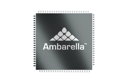 라벨링 및 로고가 있는 Ambarella SoC(System-on-Chip)