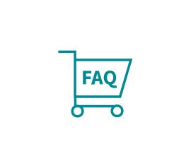 쇼핑 카트 아이콘과 ‘FAQ’ 텍스트가 포함된 벡터 그래픽으로, 웹 스토어에 대한 자주 묻는 질문을 상징합니다.