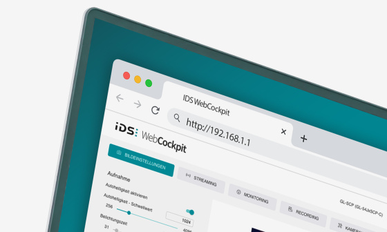 IDS WebCockpit 펌웨어 인터페이스가 있는 화면의 섹션입니다.